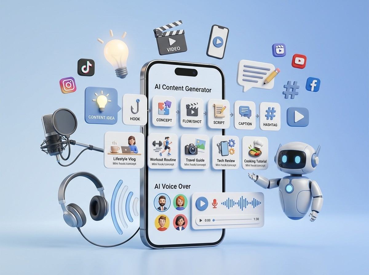 AI Pembuat Konten dan Voice Over Otomatis, Gratis 3 Kali Setiap Hari